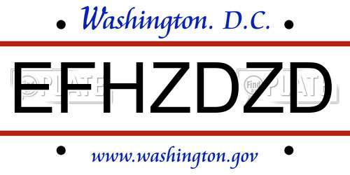 EFHZDZD District Of Columbia License Plate