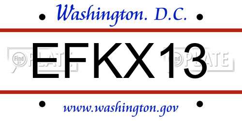 EFKX13 District Of Columbia License Plate