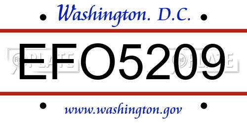 EFO5209 District Of Columbia License Plate