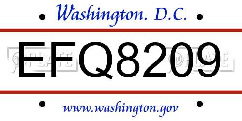 EFQ8209 District Of Columbia License Plate