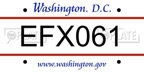 EFX061 District Of Columbia License Plate