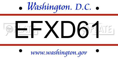 EFXD61 District Of Columbia License Plate