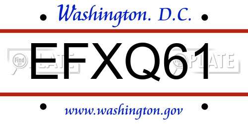 EFXQ61 District Of Columbia License Plate