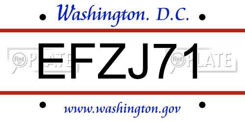 EFZJ71 District Of Columbia License Plate