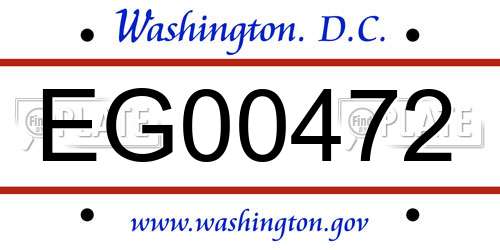 EG00472 District Of Columbia License Plate