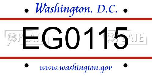 EG0115 District Of Columbia License Plate