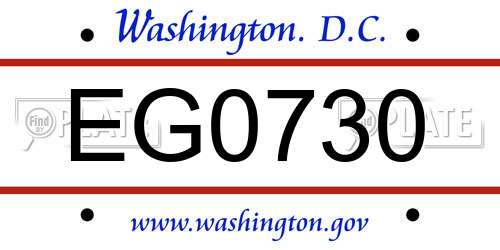 EG0730 District Of Columbia License Plate