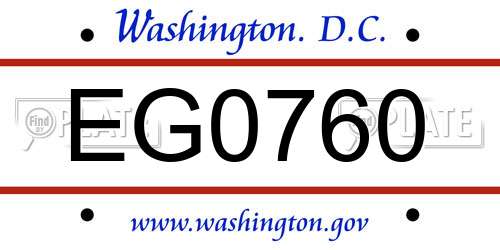 EG0760 District Of Columbia License Plate