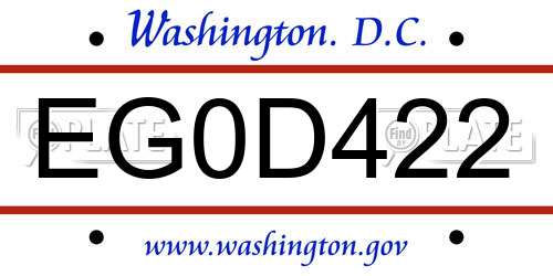 EG0D422 District Of Columbia License Plate