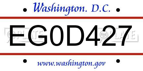 EG0D427 District Of Columbia License Plate