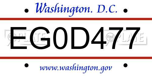 EG0D477 District Of Columbia License Plate