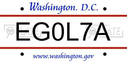 EG0L7A District Of Columbia License Plate