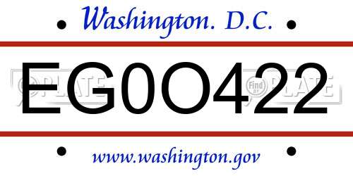 EG0O422 District Of Columbia License Plate
