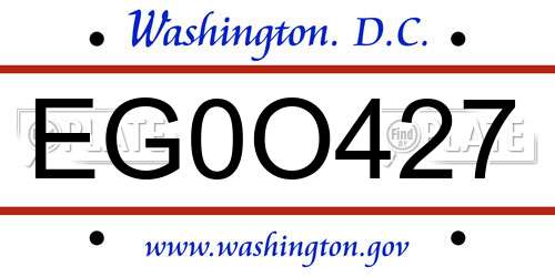 EG0O427 District Of Columbia License Plate