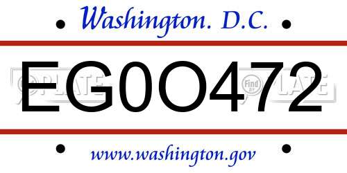 EG0O472 District Of Columbia License Plate