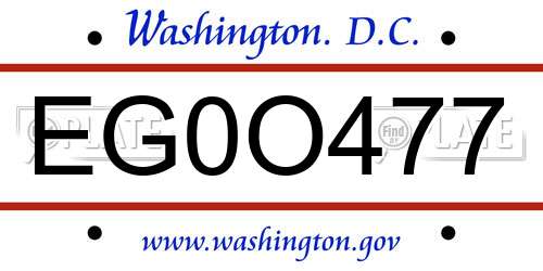 EG0O477 District Of Columbia License Plate