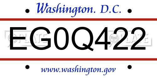 EG0Q422 District Of Columbia License Plate