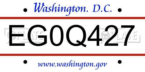 EG0Q427 District Of Columbia License Plate