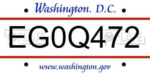 EG0Q472 District Of Columbia License Plate