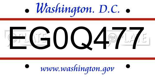 EG0Q477 District Of Columbia License Plate
