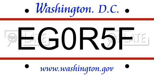 EG0R5F District Of Columbia License Plate