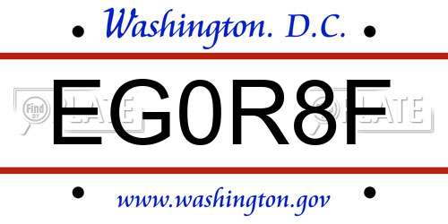 EG0R8F District Of Columbia License Plate