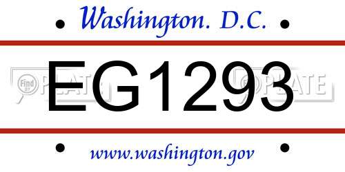 EG1293 District Of Columbia License Plate