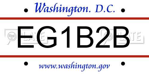 EG1B2B District Of Columbia License Plate