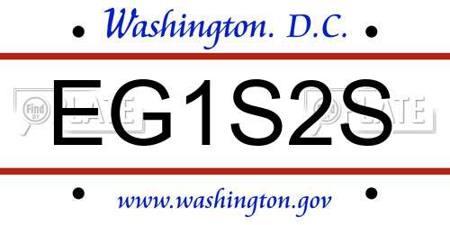 EG1S2S District Of Columbia License Plate