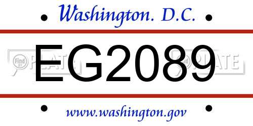 EG2089 District Of Columbia License Plate