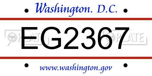 EG2367 District Of Columbia License Plate