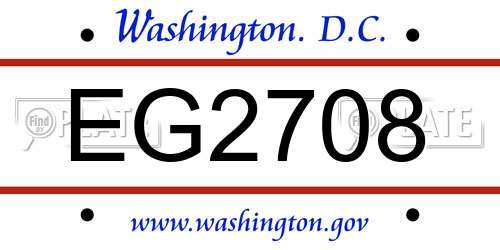 EG2708 District Of Columbia License Plate