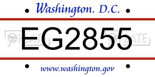 EG2855 District Of Columbia License Plate