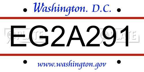 EG2A291 District Of Columbia License Plate
