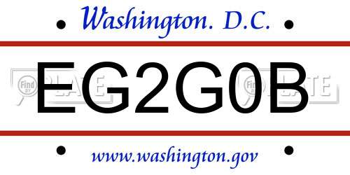 EG2G0B District Of Columbia License Plate