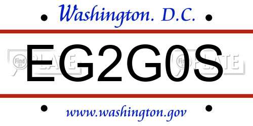 EG2G0S District Of Columbia License Plate