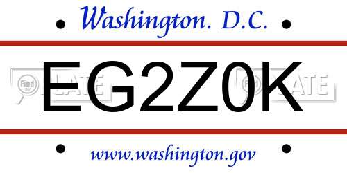EG2Z0K District Of Columbia License Plate