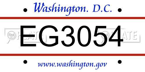 EG3054 District Of Columbia License Plate