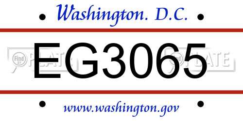 EG3065 District Of Columbia License Plate