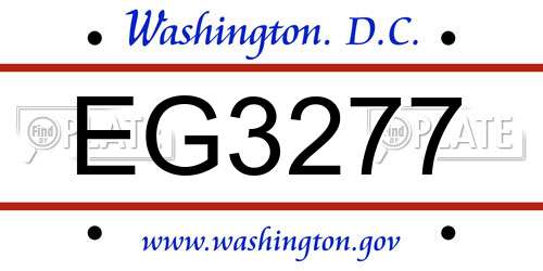 EG3277 District Of Columbia License Plate