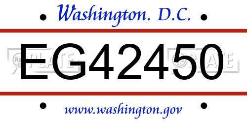 EG42450 District Of Columbia License Plate