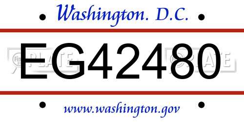 EG42480 District Of Columbia License Plate