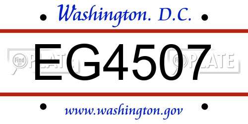 EG4507 District Of Columbia License Plate