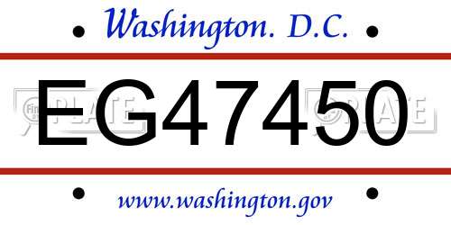 EG47450 District Of Columbia License Plate