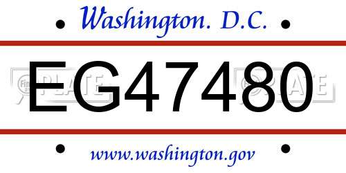 EG47480 District Of Columbia License Plate