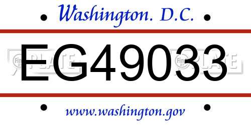 EG49033 District Of Columbia License Plate
