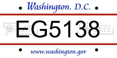 EG5138 District Of Columbia License Plate