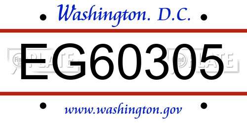 EG60305 District Of Columbia License Plate