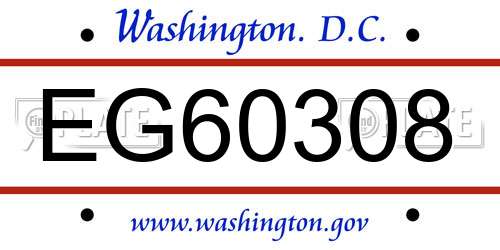 EG60308 District Of Columbia License Plate