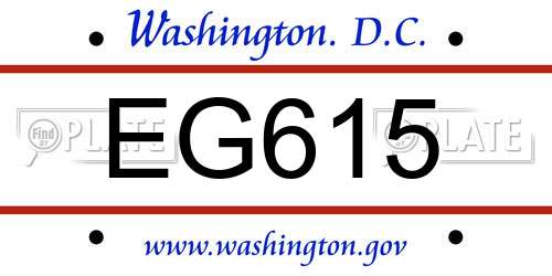 EG615 District Of Columbia License Plate